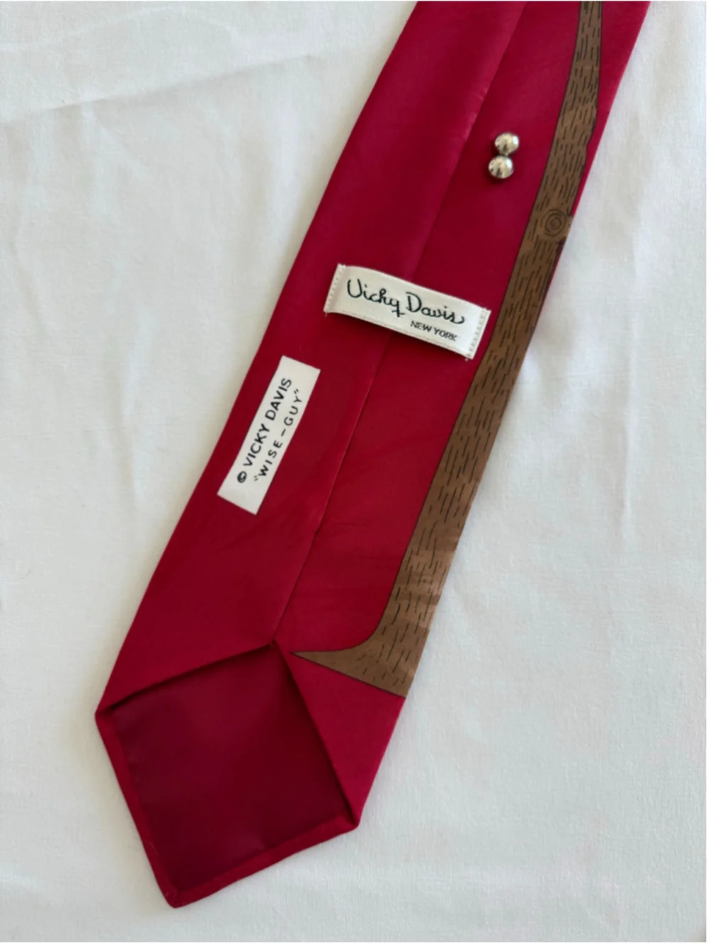 Men's Vintage Vicky Davis Red Gold Owl Novelty Tie One Size